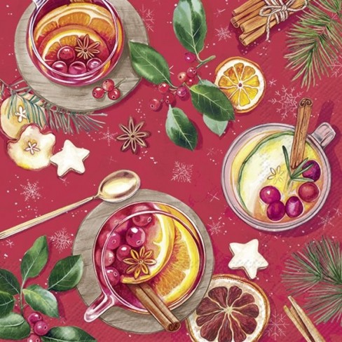 Салфетки 20бр Mulled Wine червени